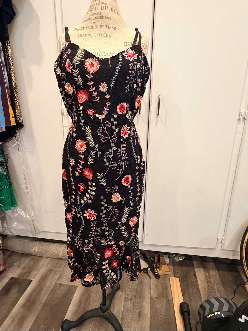 Siena Black Floral Embroidered with zipper closure Dress size 10